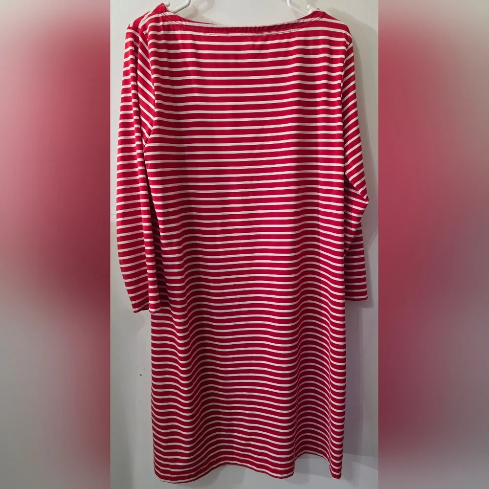 Vineyard Vines Sankaty Boatneck Shift Dress in Red Striped XL - Picture 3 of 7